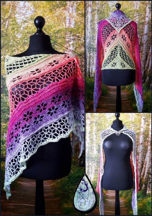 ⭐ Elloth Star Flower Shawl Crochet Pattern – Elegant Spring Wrap PDF 🌸🧶