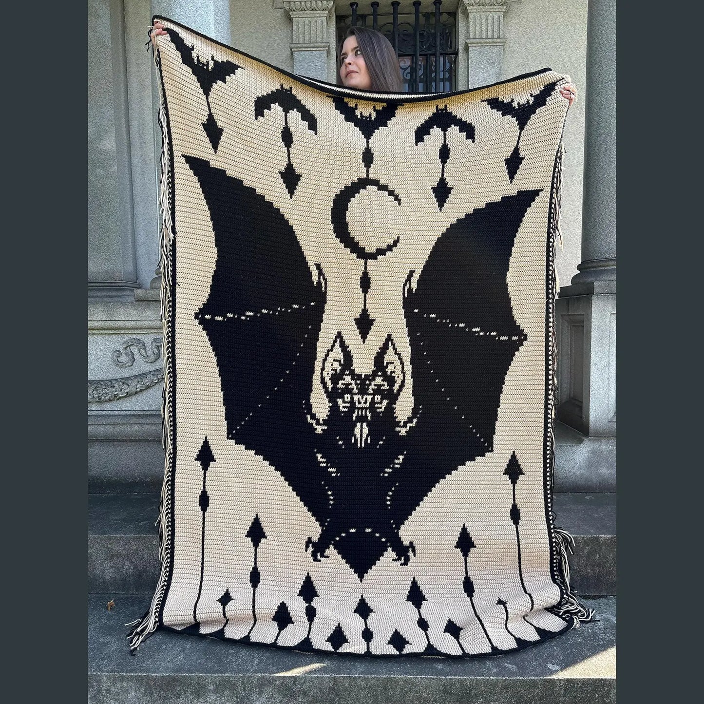 Vampire Bat Mosaic Crochet Blanket Pattern