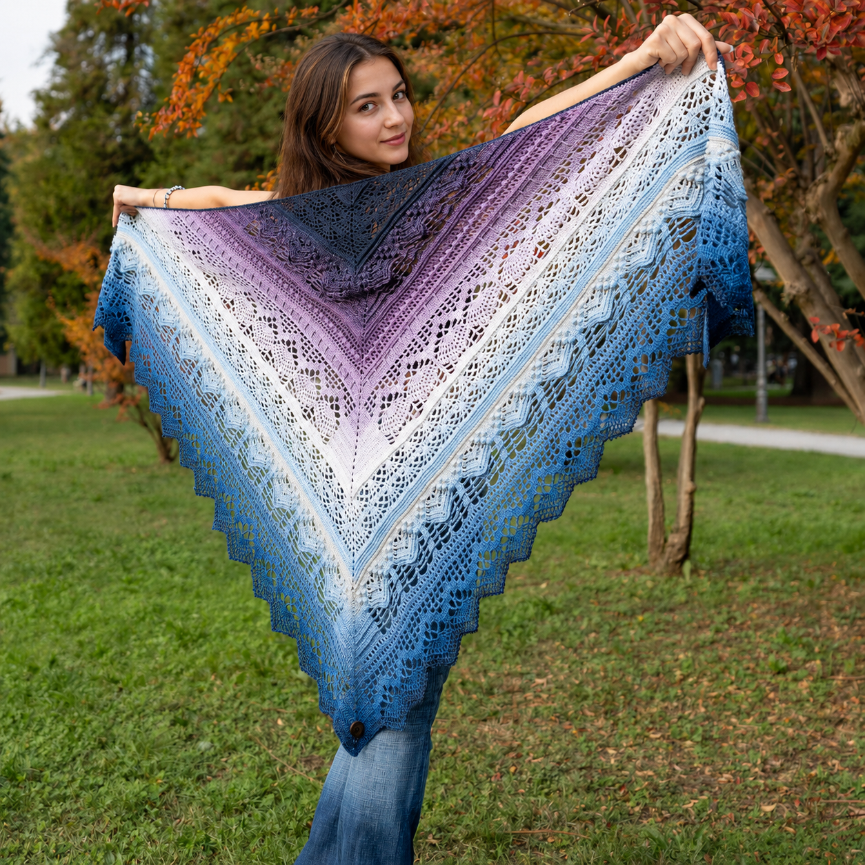 Frozen Iris Lace Shawl Crochet Pattern PDF