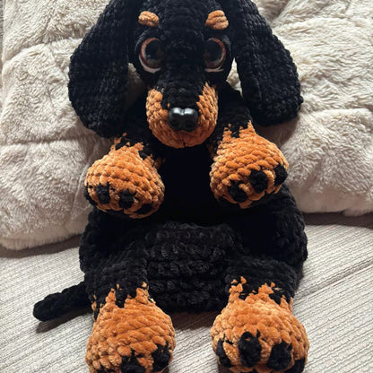 🐶 Puppy Lovey Crochet Pattern – Dachshund Plush Comfort Toy (PDF)