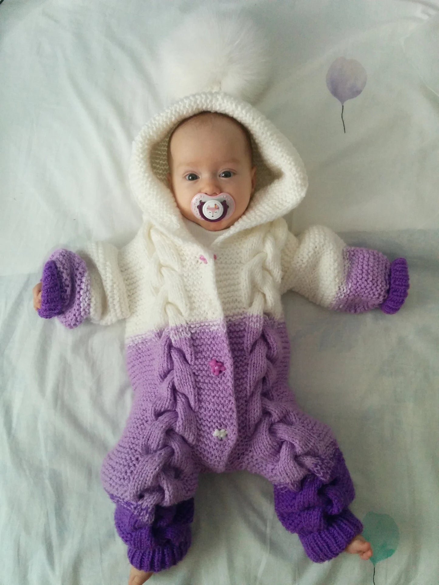 Cable Knit Baby Romper Pattern PDF