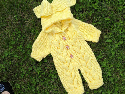 Cable Knit Baby Romper Pattern PDF