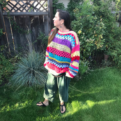 Happy Hippy Sweater Crochet Pattern PDF
