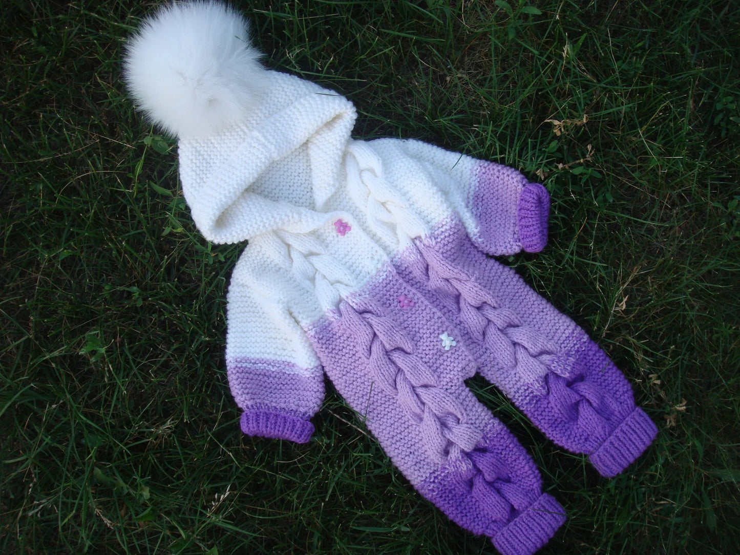 Cable Knit Baby Romper Pattern PDF