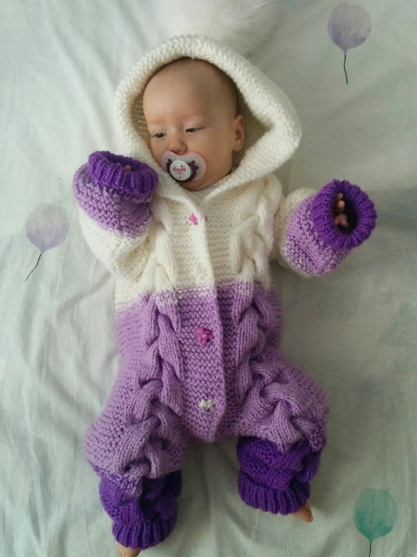 Cable Knit Baby Romper Pattern PDF