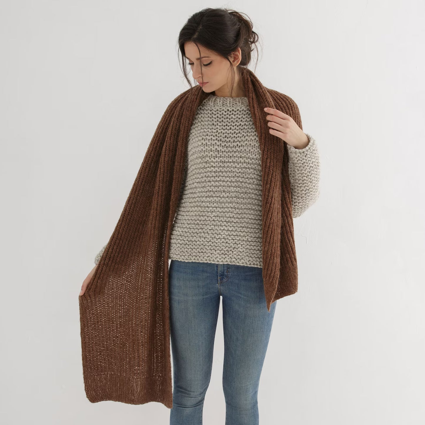 Chunky Brioche Scarf Knitting Pattern PDF