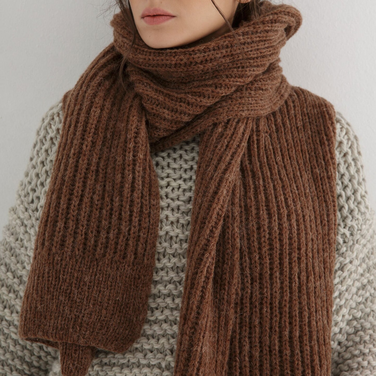 Chunky Brioche Scarf Knitting Pattern PDF