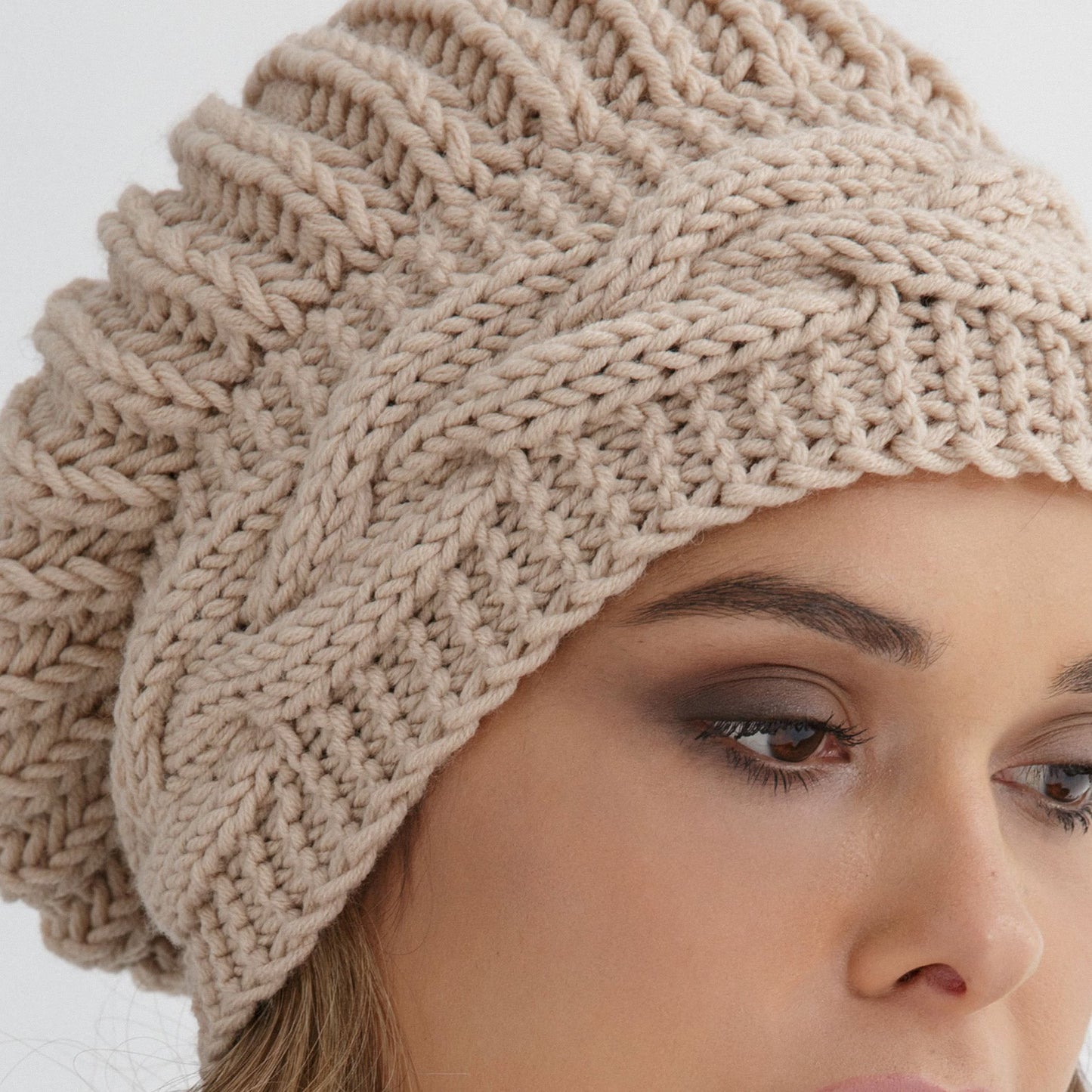 Chunky Cable Beret Knitting Pattern PDF