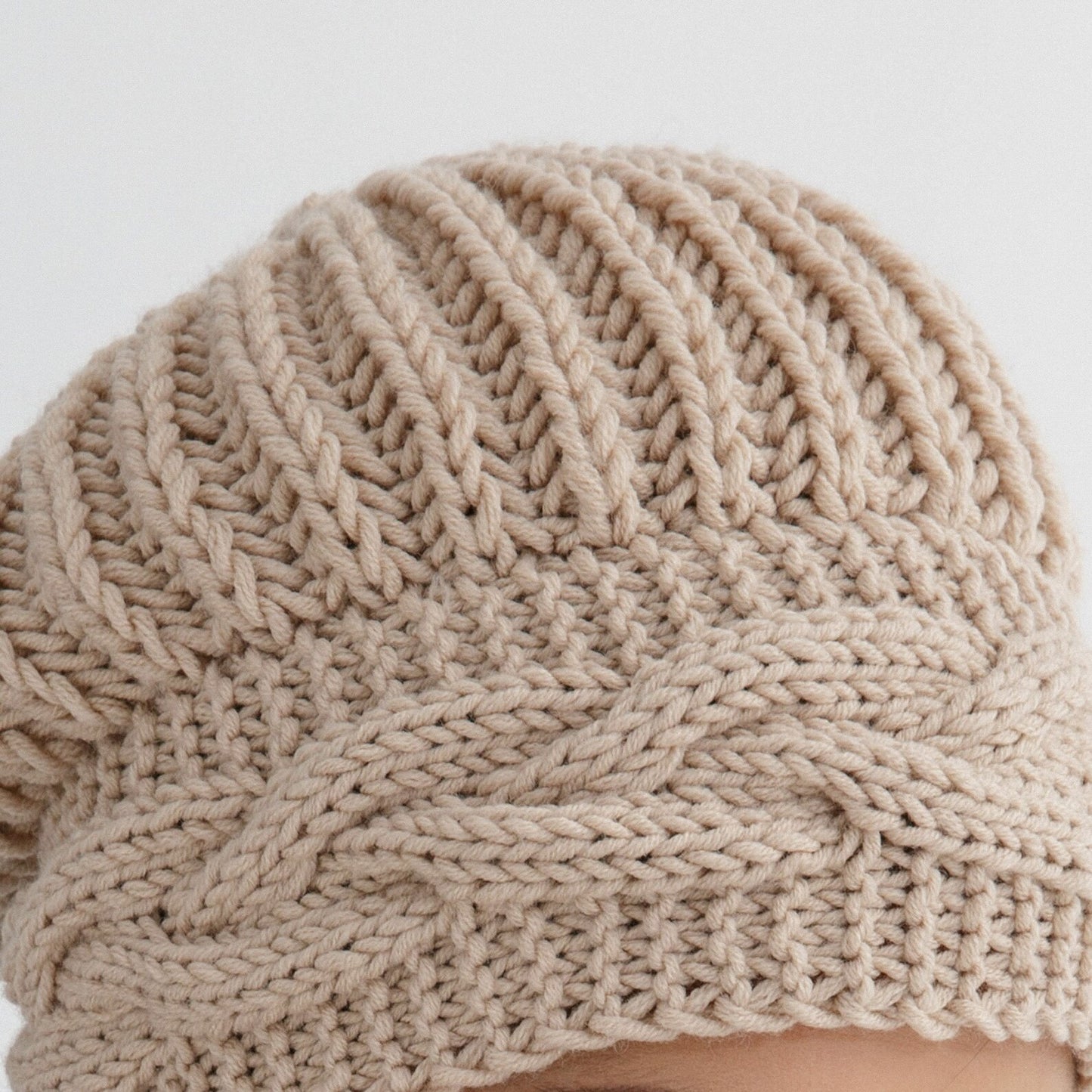 Chunky Cable Beret Knitting Pattern PDF