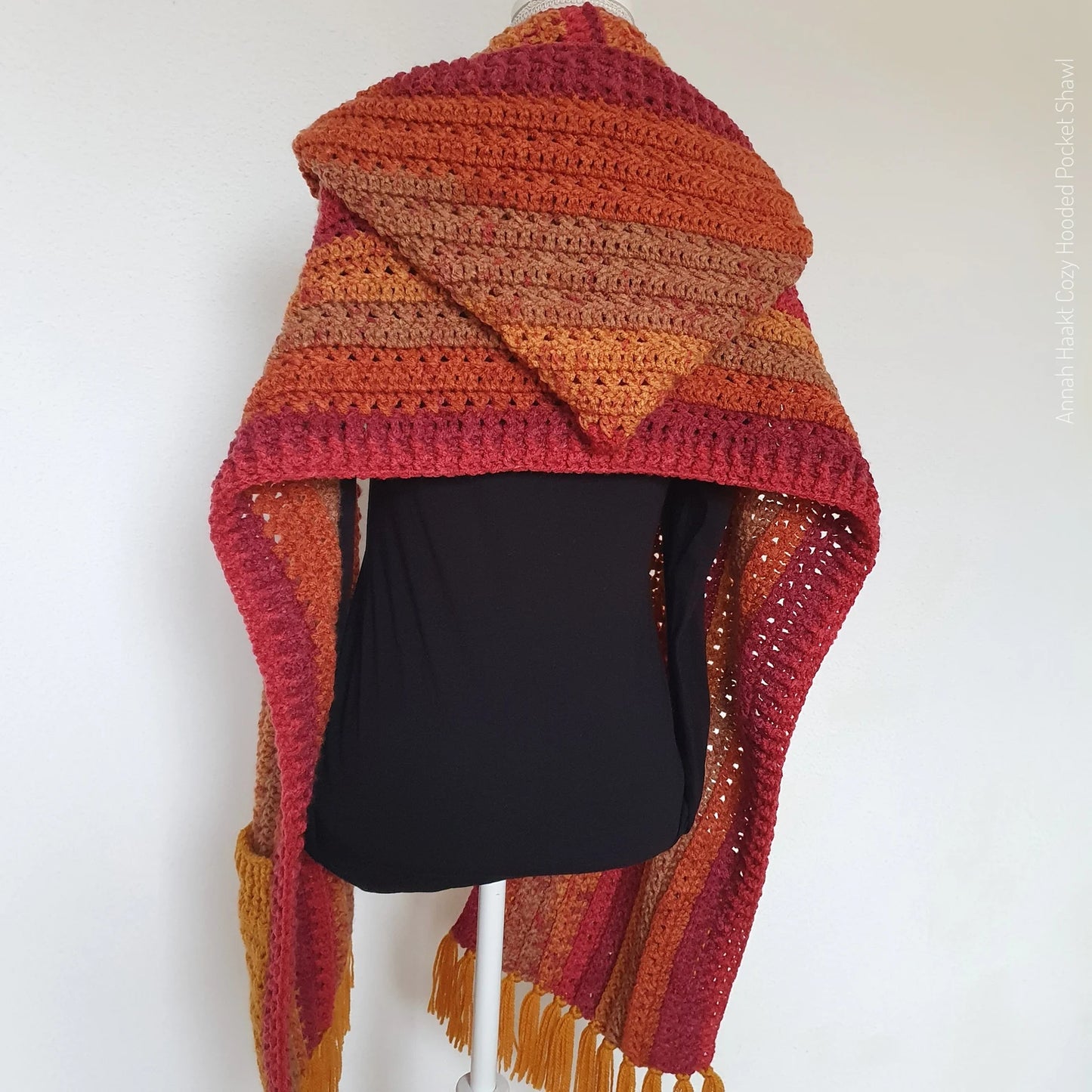 🧣 Cozy Hooded Pocket Shawl – Crochet Wrap Pattern (PDF) ✨