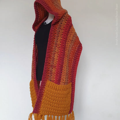 🧣 Cozy Hooded Pocket Shawl – Crochet Wrap Pattern (PDF) ✨
