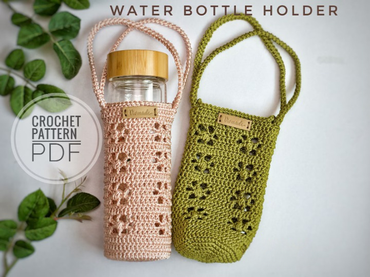 💧 Crochet Bottle Holder Pattern – Beginner-Friendly Water Carrier PDF 🌸