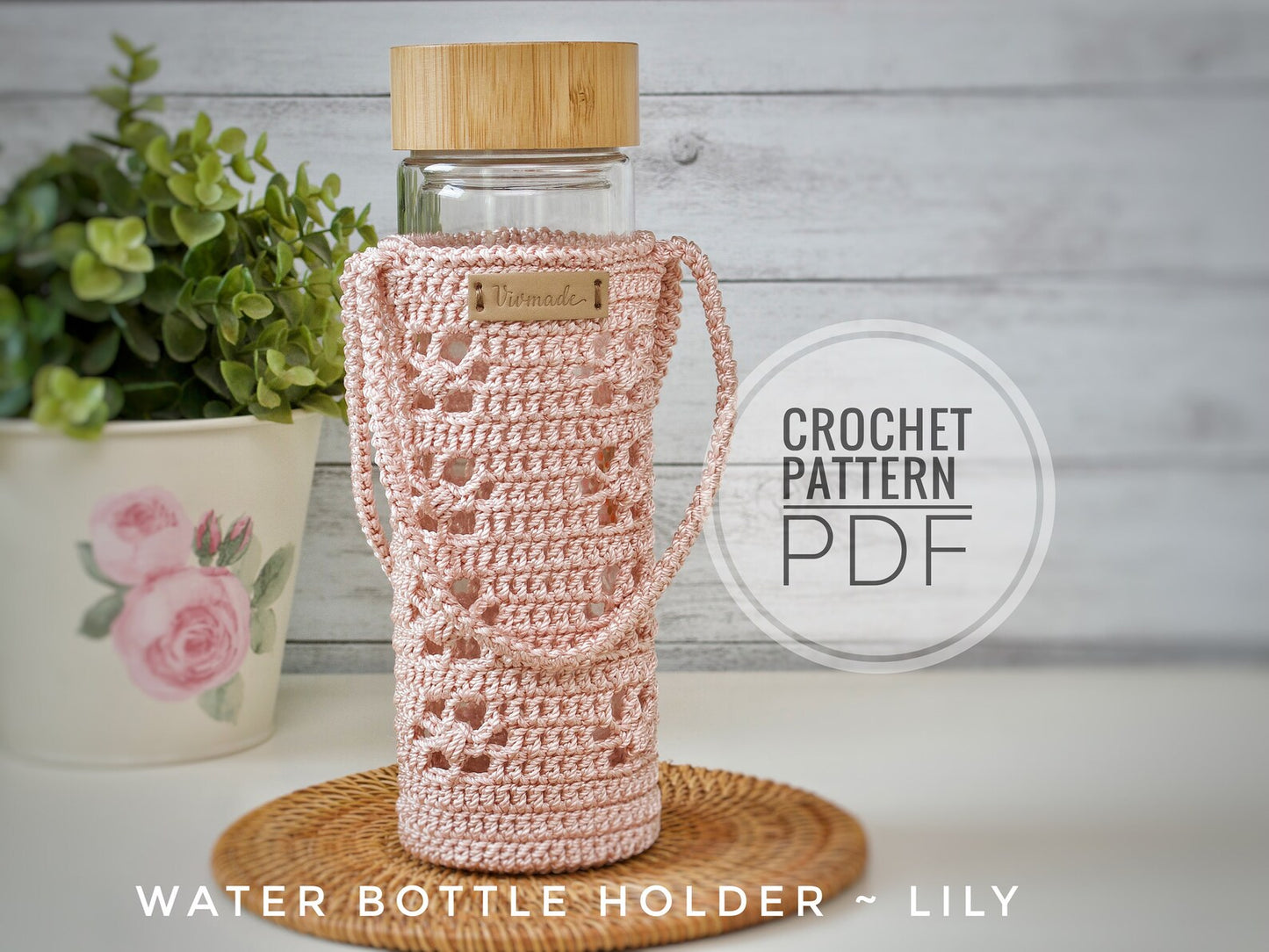 💧 Crochet Bottle Holder Pattern – Beginner-Friendly Water Carrier PDF 🌸