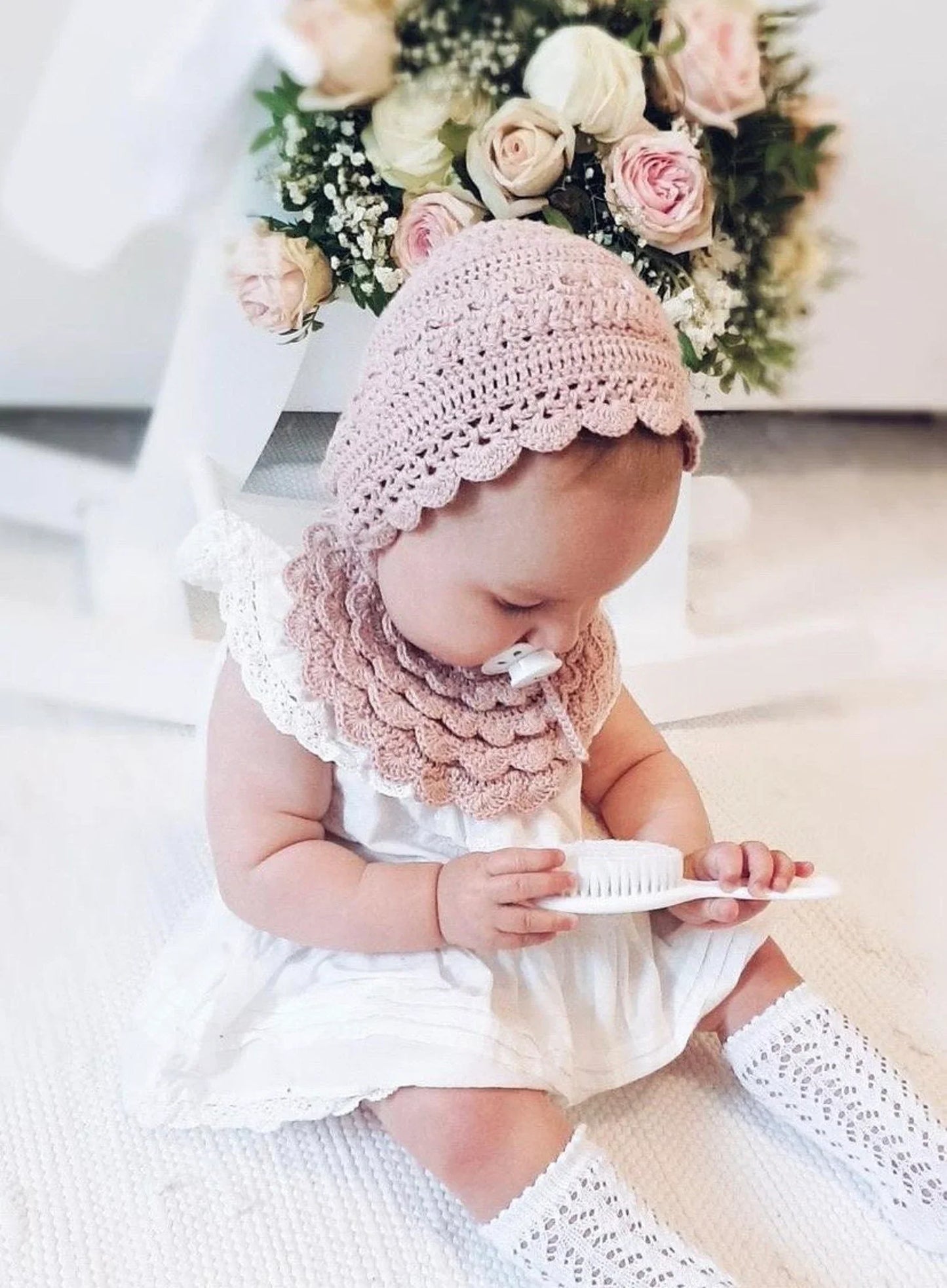 🌸 Lovely Baby Bonnet Crochet Pattern – 3 Sizes (PDF)