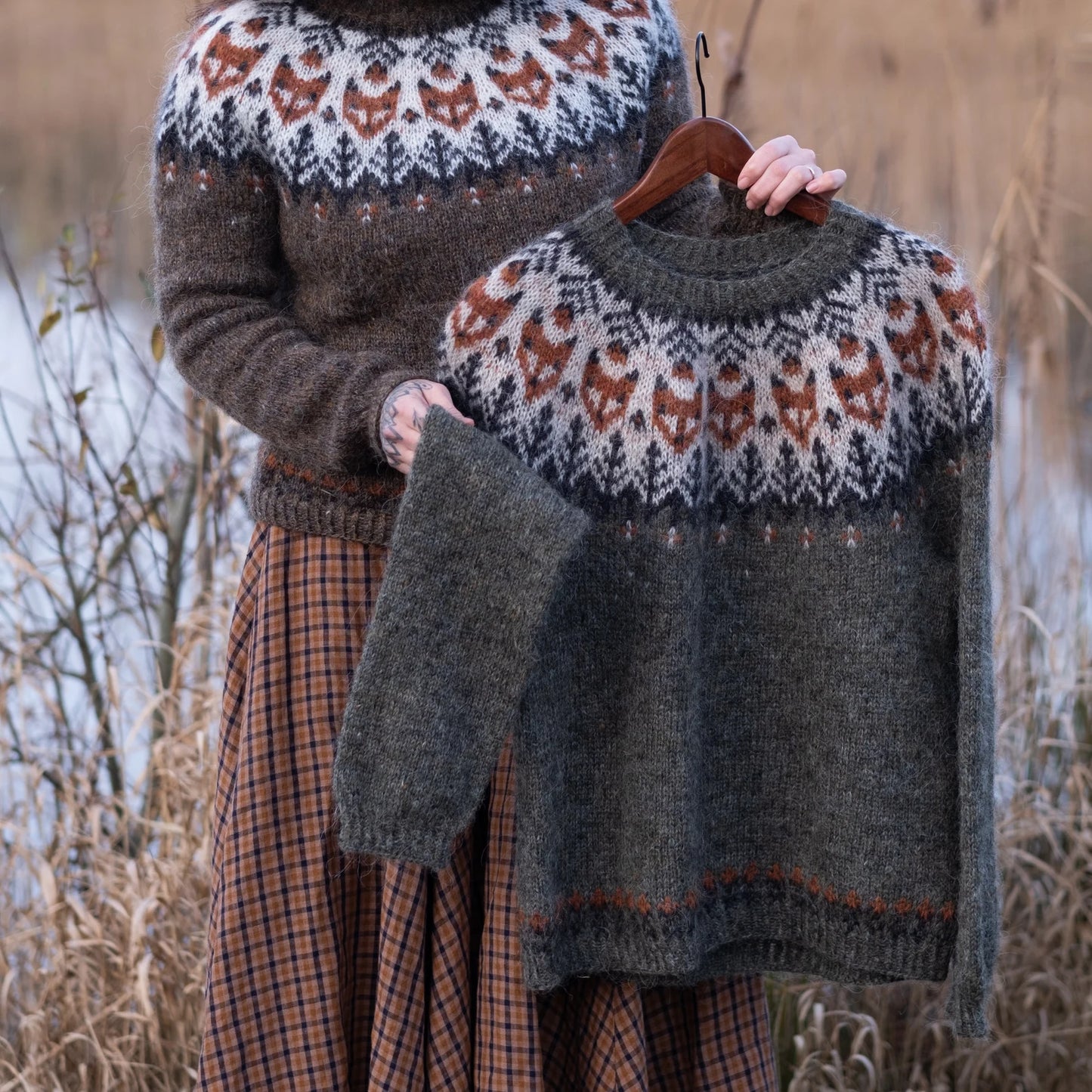 ✨ Into the Wild Sweater – Cozy Nordic Yoke Knit Pattern 🐺❄️