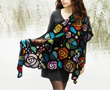 🌹 Mackintosh Roses Crochet Shawl Pattern (PDF) ✨