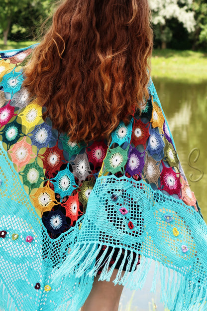✨ Lace Shawl Crochet Pattern – Elegant Wrap (PDF) 🧶