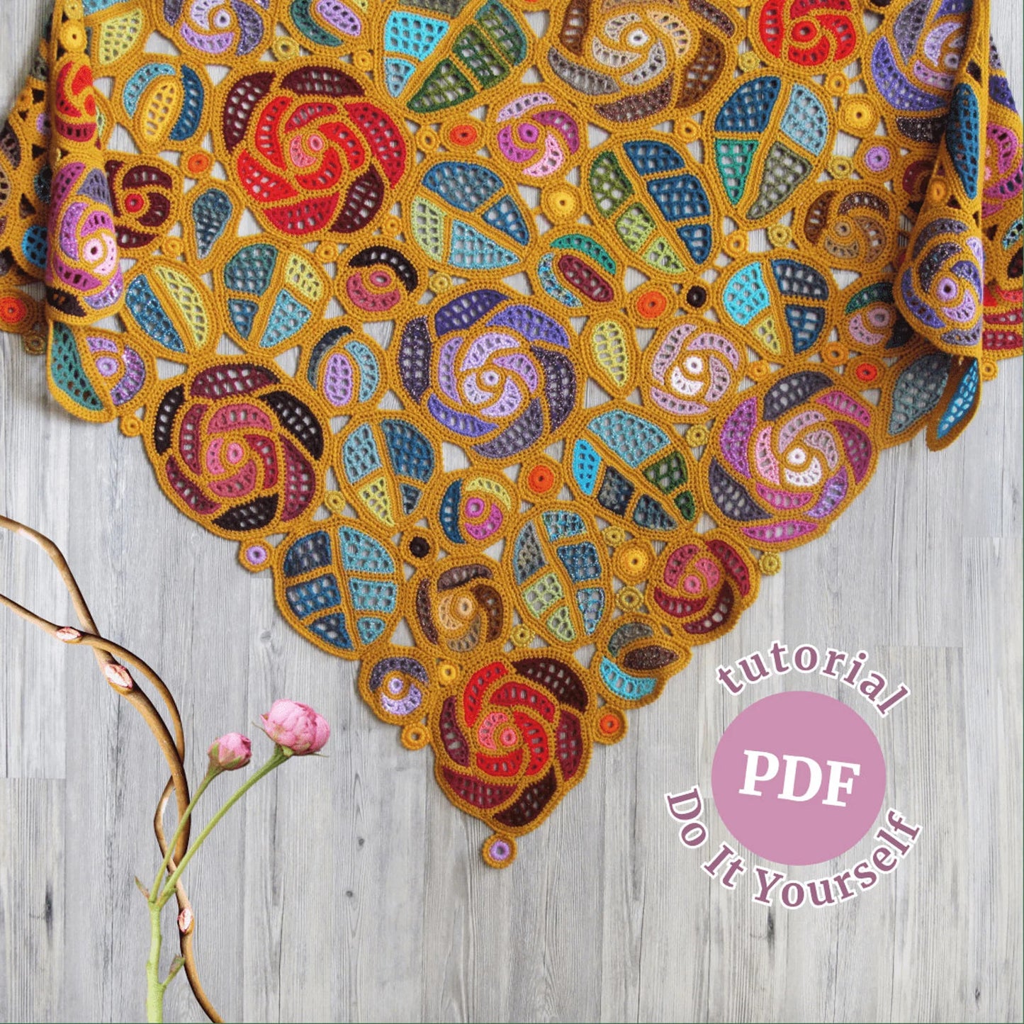🌹 Mackintosh Roses Crochet Shawl Pattern (PDF) ✨