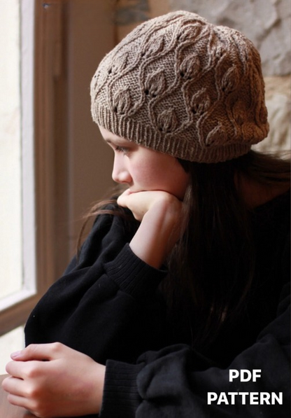 Foliage Hat Knitting Pattern PDF