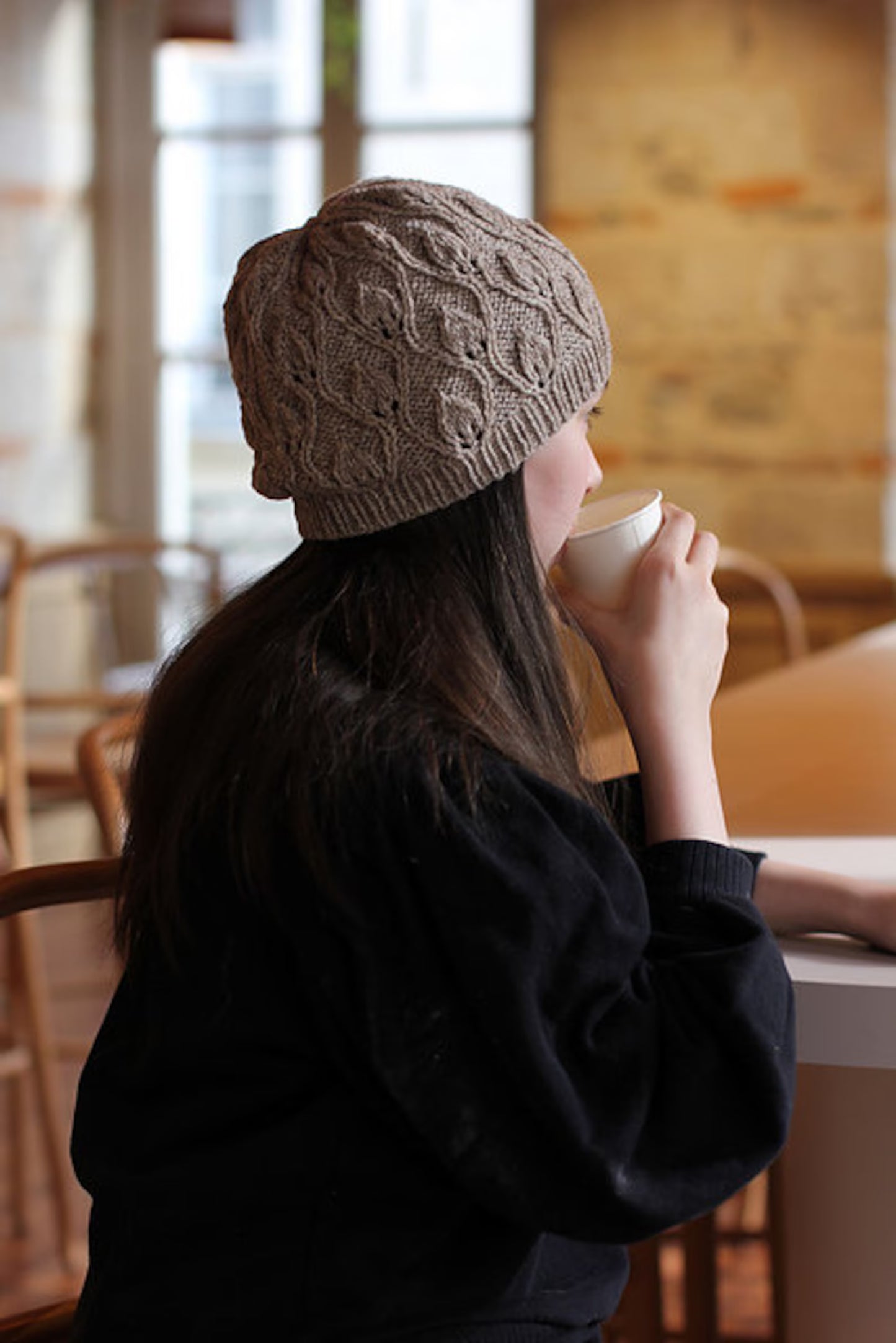 Foliage Hat Knitting Pattern PDF