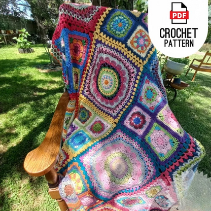 🌼 African Flower Patchwork Blanket – Crochet PDF Pattern - Cielcraft