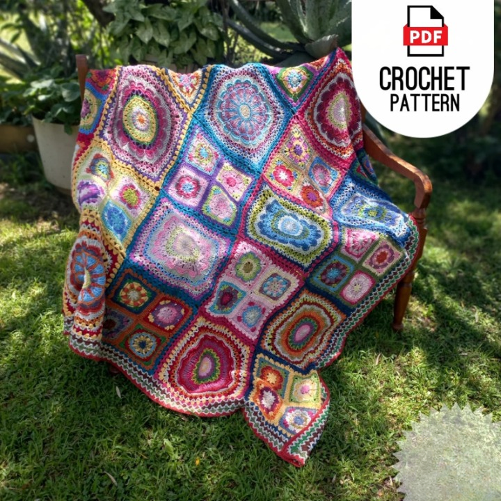 🌼 African Flower Patchwork Blanket – Crochet PDF Pattern - Cielcraft