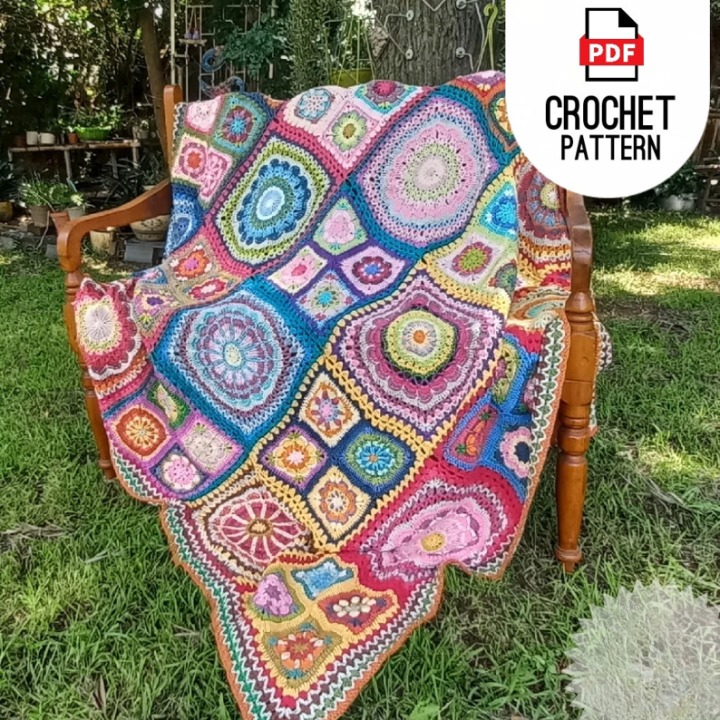 🌼 African Flower Patchwork Blanket – Crochet PDF Pattern - Cielcraft