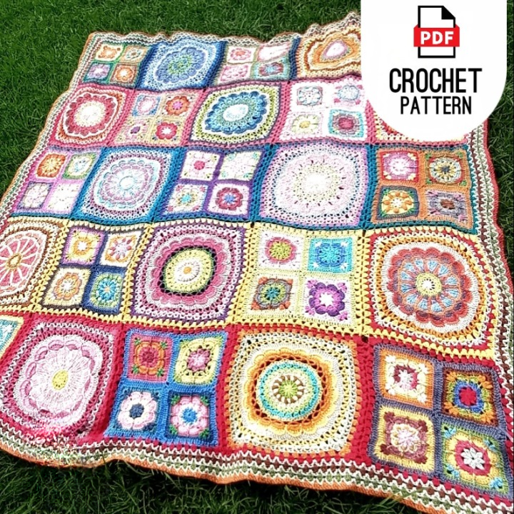 🌼 African Flower Patchwork Blanket – Crochet PDF Pattern - Cielcraft