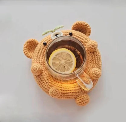 🐻🐷🐱 Animal Hug Cup Crochet Pattern – Cute Bear, Pig & Cat Set 🧶