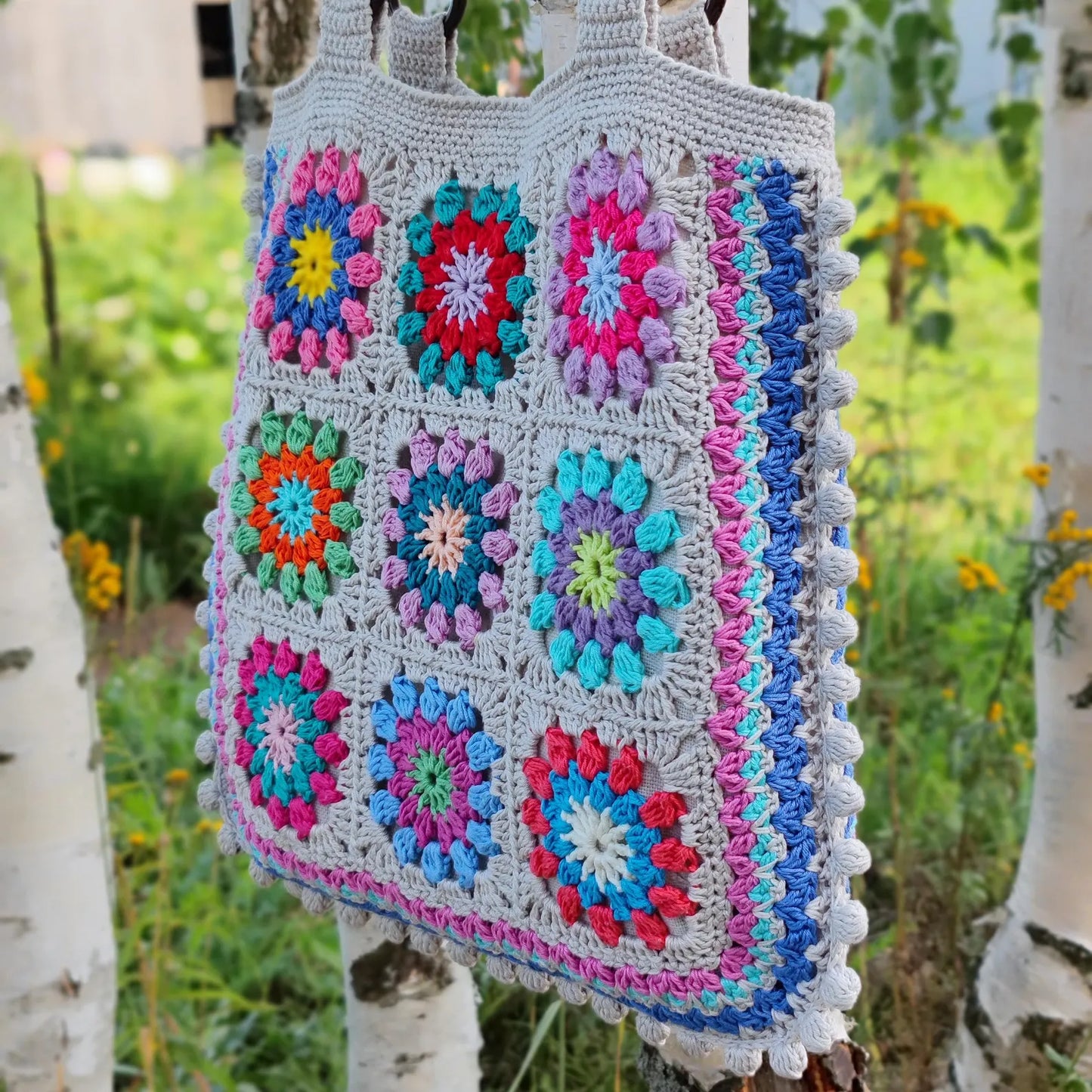 🌸 Colorful Granny Square Bag Crochet Pattern – PDF + Video Tutorial 👜