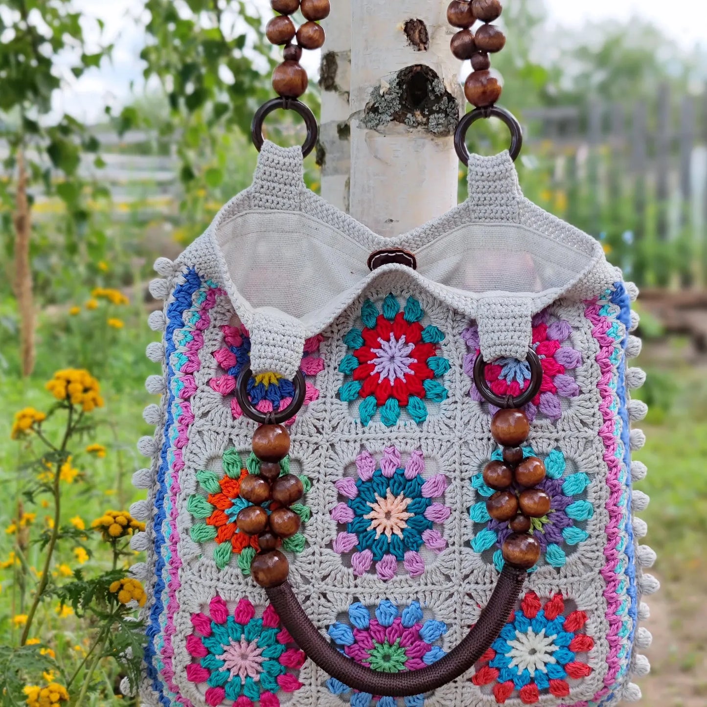 🌸 Colorful Granny Square Bag Crochet Pattern – PDF + Video Tutorial 👜
