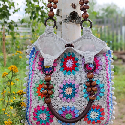 🌸 Colorful Granny Square Bag Crochet Pattern – PDF + Video Tutorial 👜