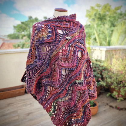 🌿 Rooibos Lace Poncho Crochet Pattern – Cozy, Stylish & Unique! 🧶