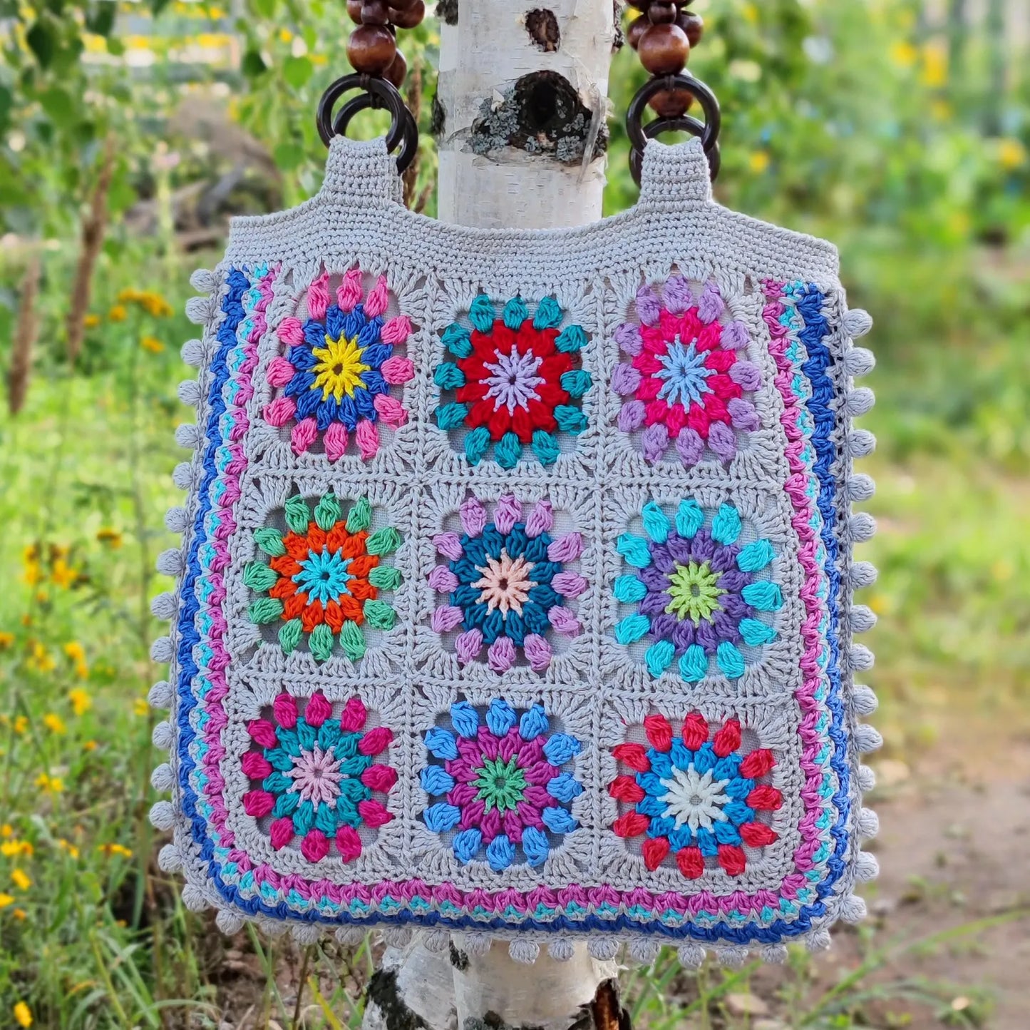🌸 Colorful Granny Square Bag Crochet Pattern – PDF + Video Tutorial 👜