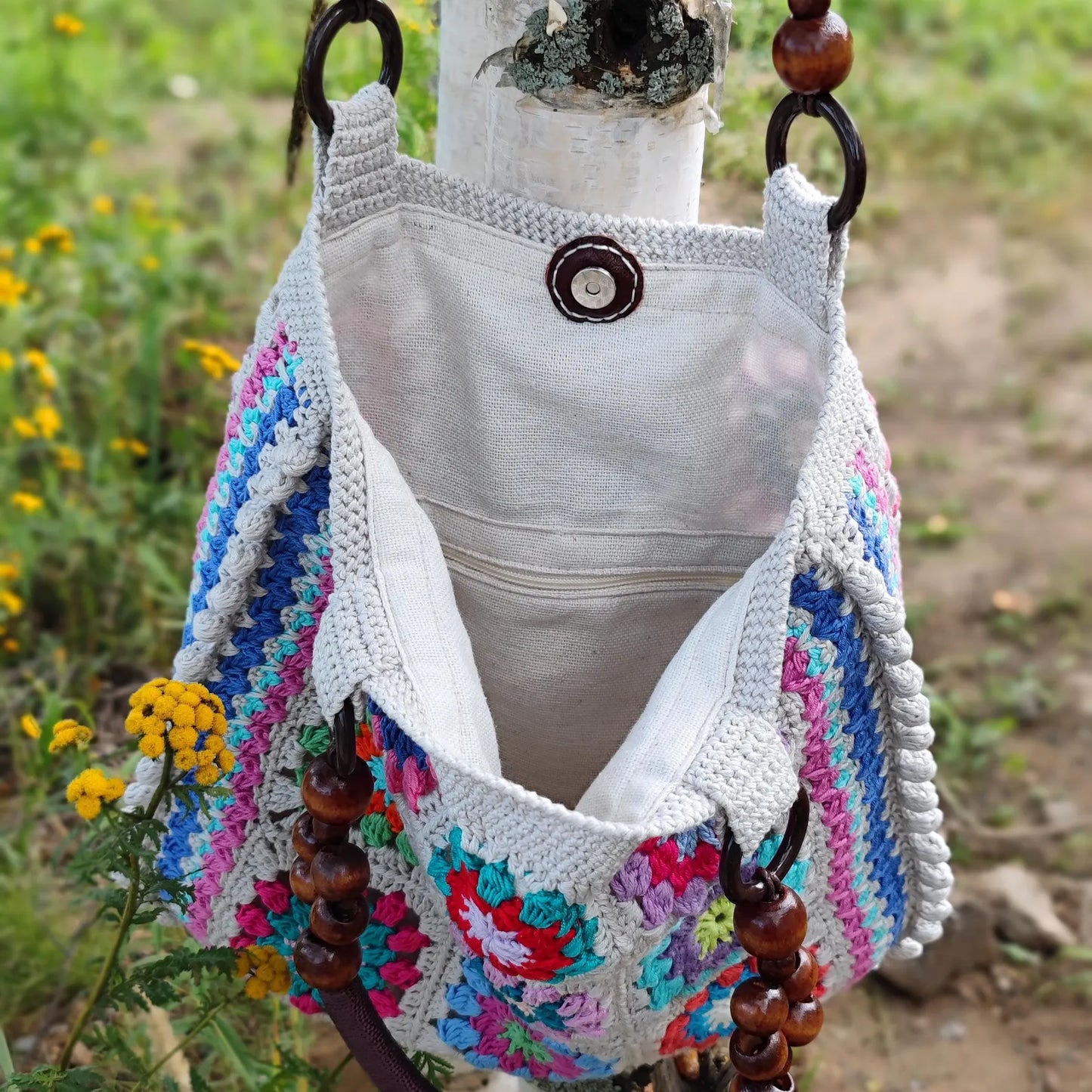 🌸 Colorful Granny Square Bag Crochet Pattern – PDF + Video Tutorial 👜