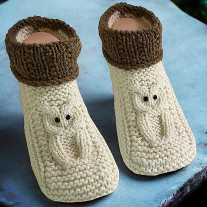 Owl Slippers Knitting Pattern 🦉 Cozy & Warm (PDF)