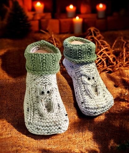 Owl Slippers Knitting Pattern 🦉 Cozy & Warm (PDF)