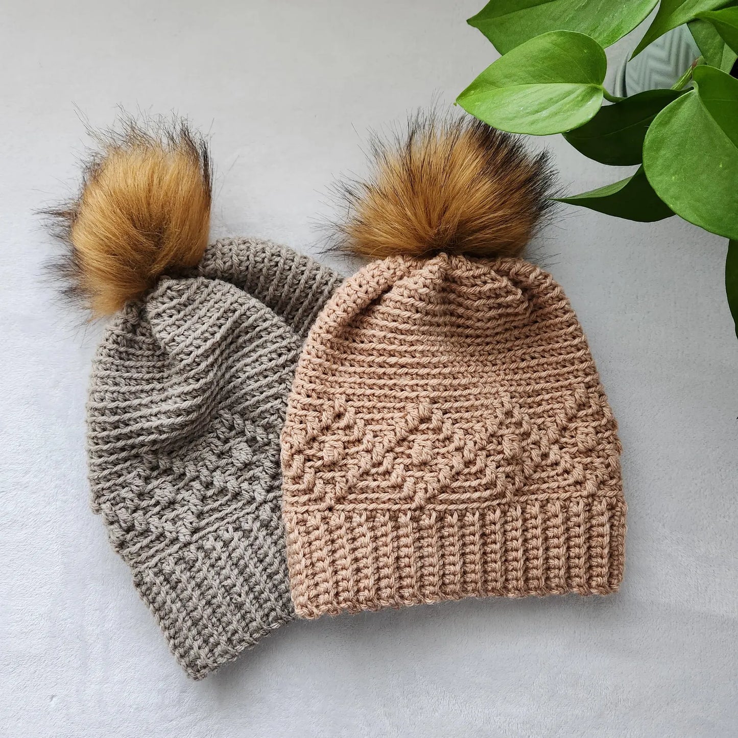 🧶 Diamond Ridge Crochet Beanie – Textured Pom Hat Pattern (PDF) ✨