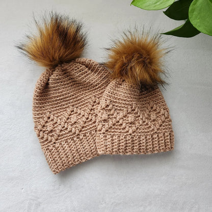 🧶 Diamond Ridge Crochet Beanie – Textured Pom Hat Pattern (PDF) ✨