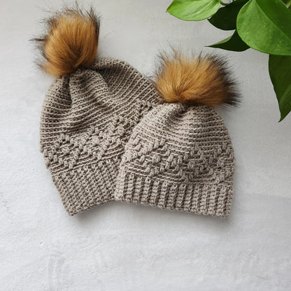 🧶 Diamond Ridge Crochet Beanie – Textured Pom Hat Pattern (PDF) ✨