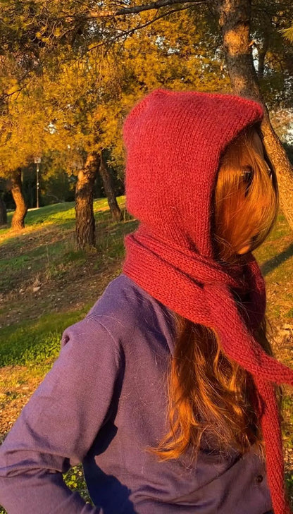 🧣 Cozy Hooded Scarf – Knit Pattern with Video Tutorial (PDF)