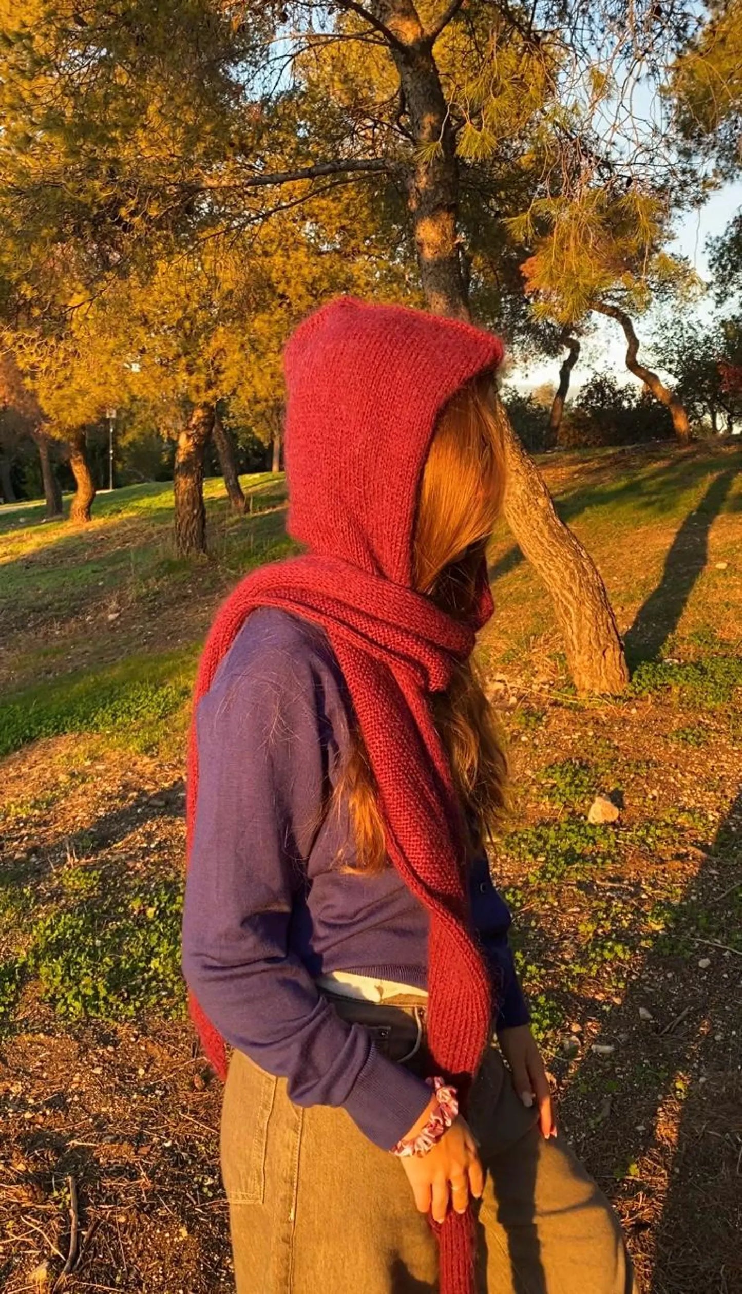 🧣 Cozy Hooded Scarf – Knit Pattern with Video Tutorial (PDF)