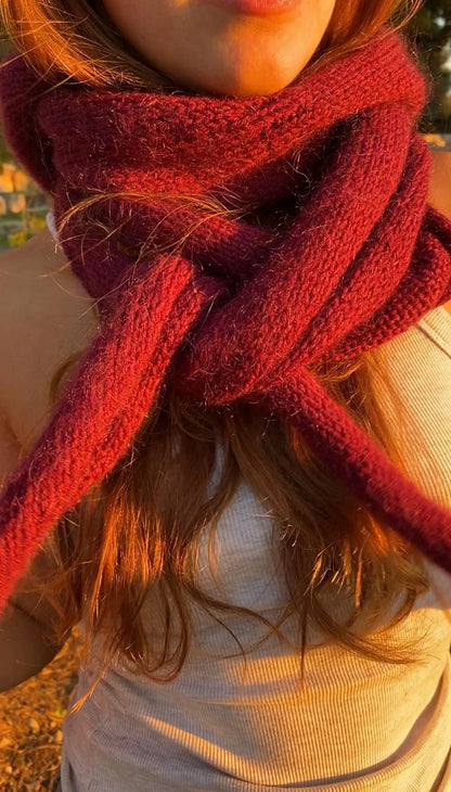 🧣 Cozy Hooded Scarf – Knit Pattern with Video Tutorial (PDF)
