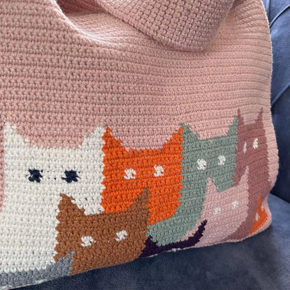 🐱 Crochet Cat Tote Bag Pattern – Cute & Colorful PDF