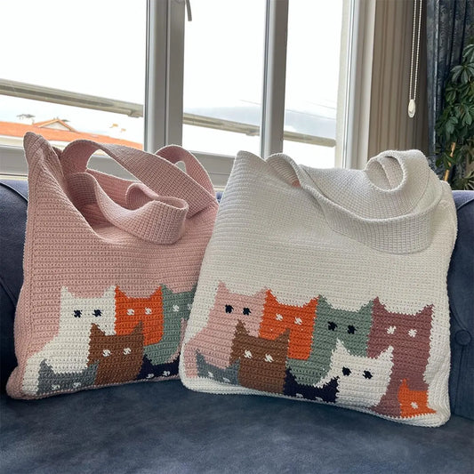 🐱 Crochet Cat Tote Bag Pattern – Cute & Colorful PDF