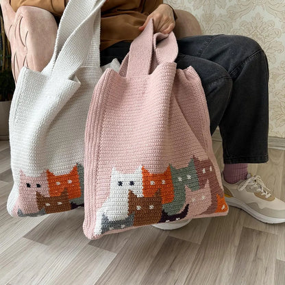 🐱 Crochet Cat Tote Bag Pattern – Cute & Colorful PDF