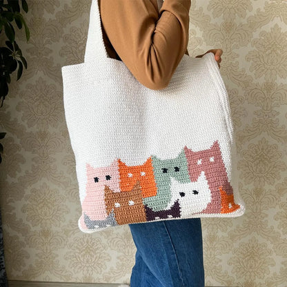 🐱 Crochet Cat Tote Bag Pattern – Cute & Colorful PDF