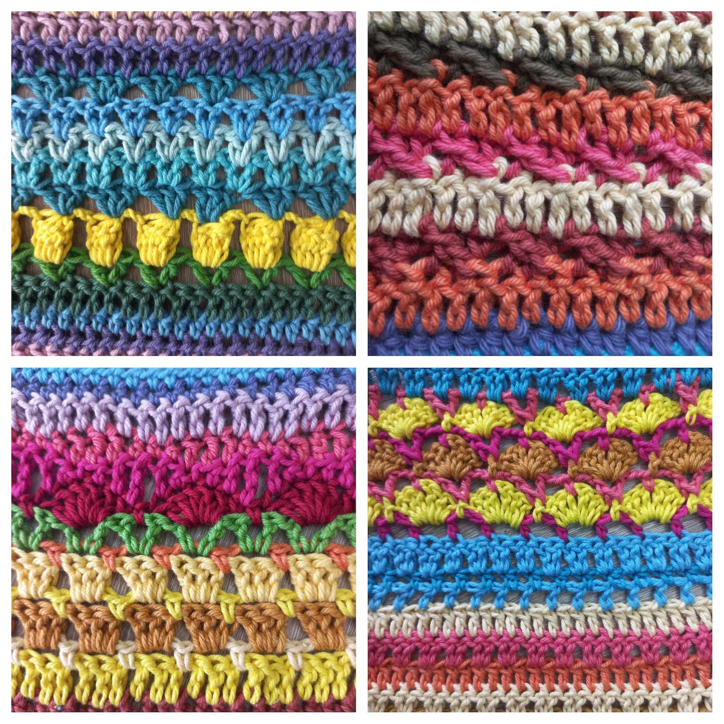 🌈 Mixed Stitch Crochet Blanket Pattern – 210 Rows of Colorful Texture (12 Sizes PDF) 🧶