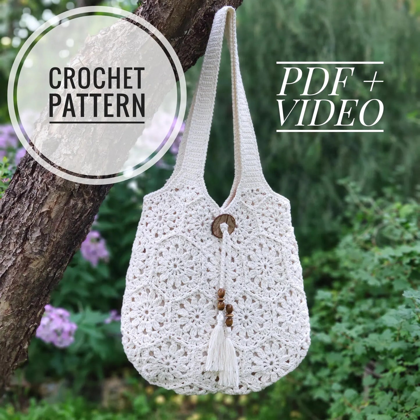 🌸 Hexagon Flower Crochet Bag Pattern – PDF + Video Tutorial 🌸