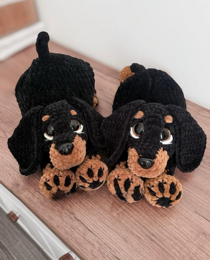 🐶 Puppy Lovey Crochet Pattern – Dachshund Plush Comfort Toy (PDF)